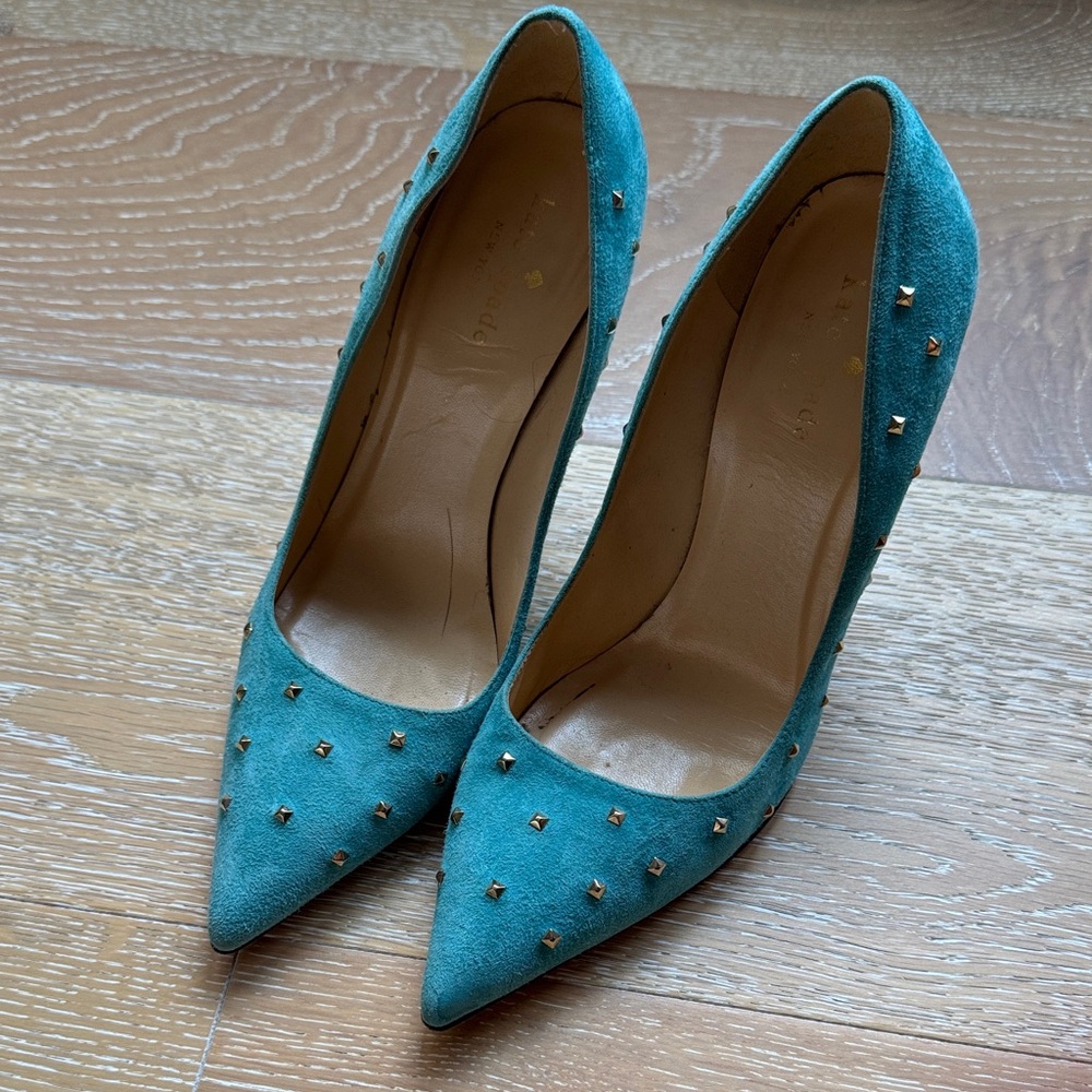 Kate Spade Studded Teal Suede Pumps